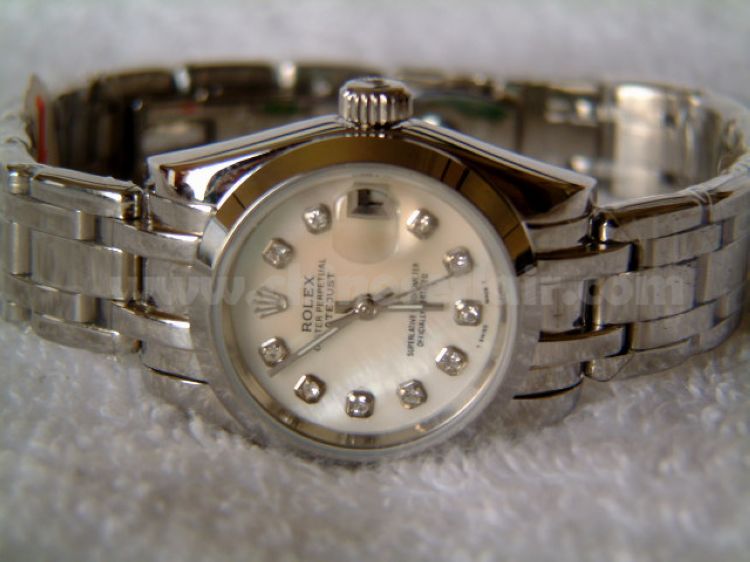 Masterpiece White MOP Diamond SS Ladies Datejust Watch